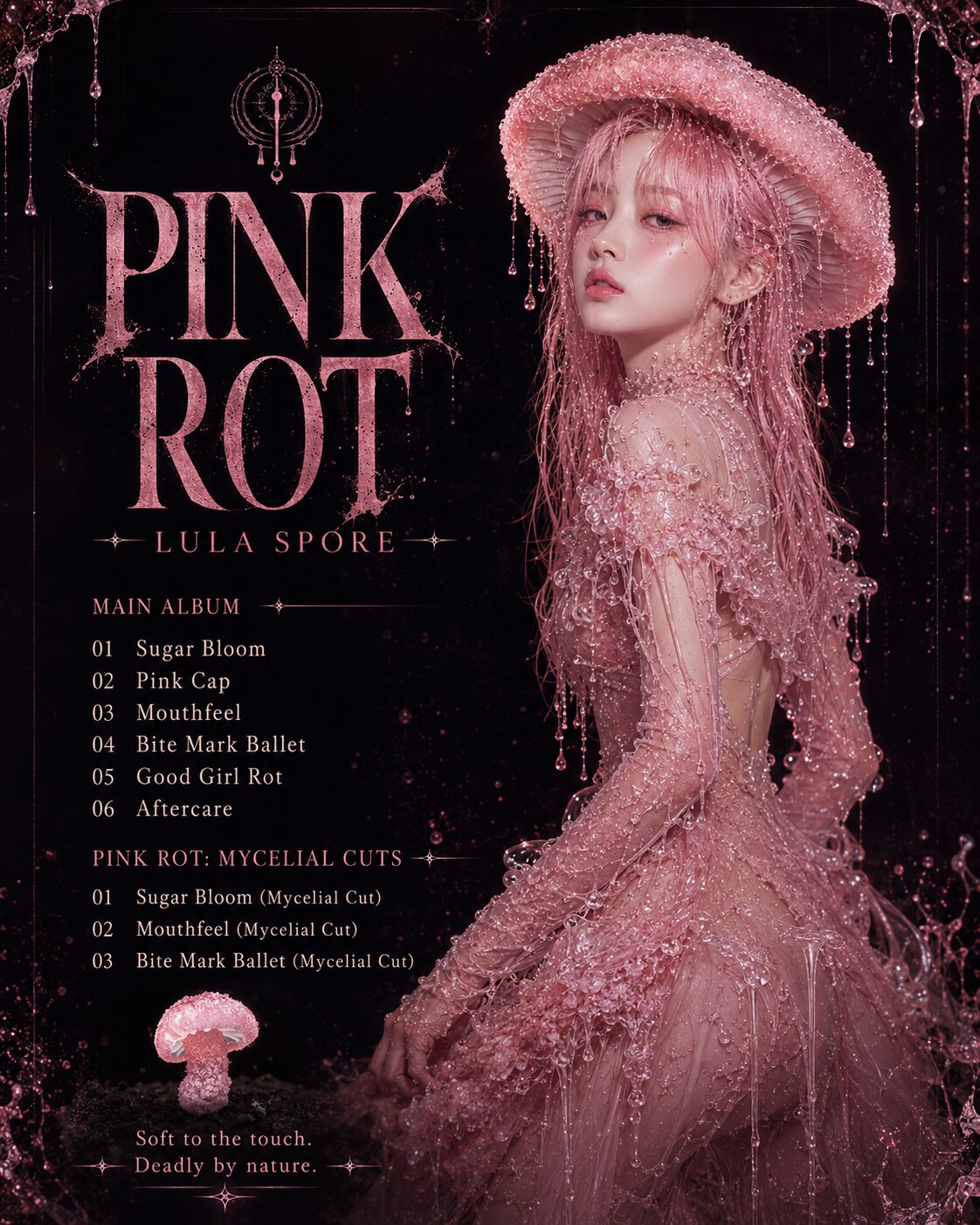 Pink Rot main album poster with Lula Spore and tracklist