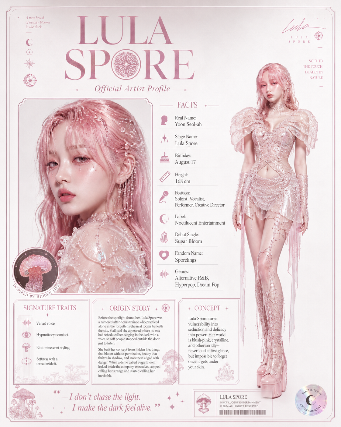 Lula Spore official artist profile sheet
